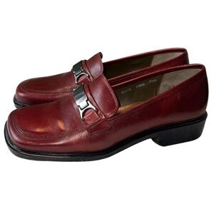 Maripe Leather Red/Wine Brave Loafers Size 7.5 N Style 121419 Classic Office